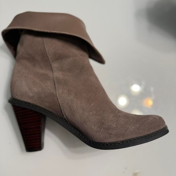 London Rebel Shoes - Luxury Rebel Taupe Suede Heeled Ankle Boots | Euro 38.5
